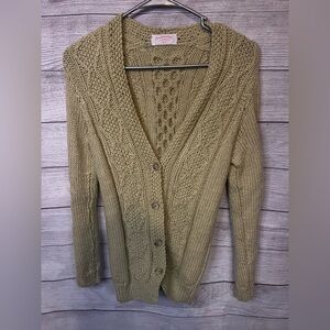 Vintage Hand Knit Women’s Beige Cardigan Sweater by Lois XS–S
